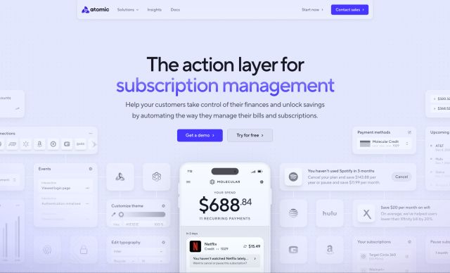 A product page hero section I design for Atomic