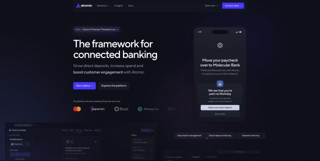 Atomic's homepage hero design